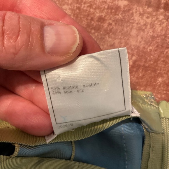 Vintage Chanel spring green / blue midi skirt w/ back slits, XS (34) - Picture 7 of 12